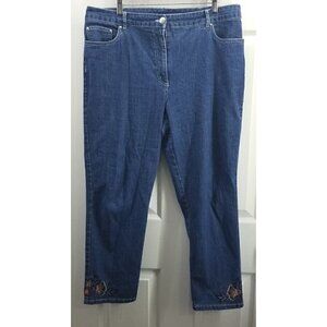 RUBY RD WOMEN JEANS EMBROIDERED ANKLE DESIGN  14 High Rise Medium WASH